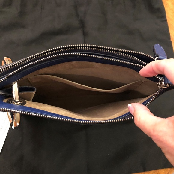 NWT Jil Sander Navy Leather Double Clutch - Picture 2 of 8